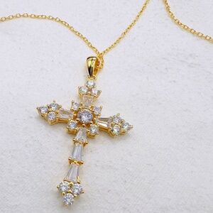 Cross & Chain Bella Luce CZ, 18K yellow Gold Over 925 Sterling Silver